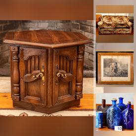 MaxSold Auction: This online auction features collectible bottles, cobalt bottles, inkwells, vintage tray cabinet, ashtray stand, cane chair, vintage dolls, books, dresser, shoe rack, salt and pepper shakers, bureau, folding table and much more!